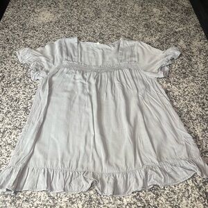 Jodifl women’s small flowy gray top ruffled sleeve peasant feminine cottage-core